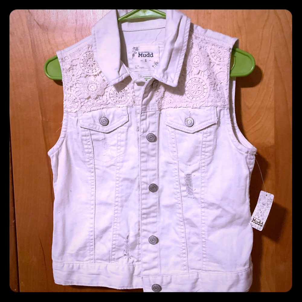 Mudd White Denim Vest- NWT- Small